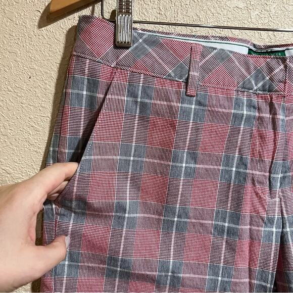 Tommy Hilfiger Golf red gray plaid golf shorts - Picture 3 of 5
